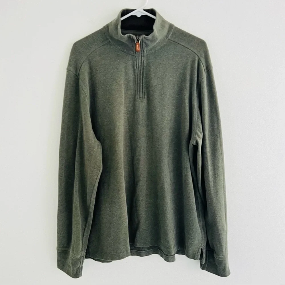 J. Crew Green Half Zip Cotton Sweater XL